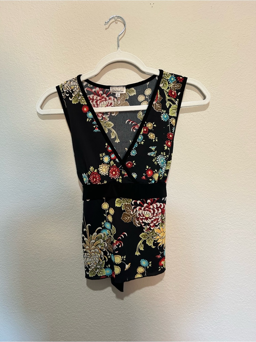 VINTAGE Charlotte Russe Chiffon Floral Wrap Tank Top